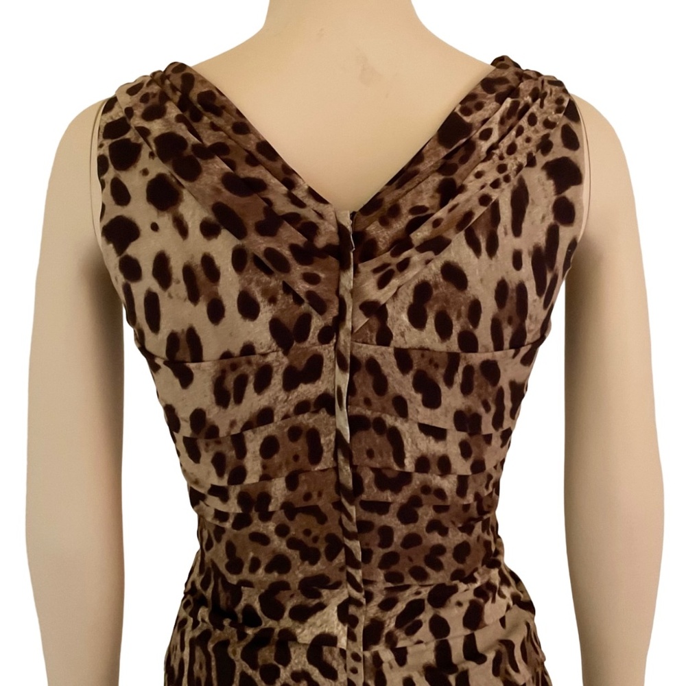 Dolce and Gabbana brown leopard sheath dress 40 - Picture 4 of 5